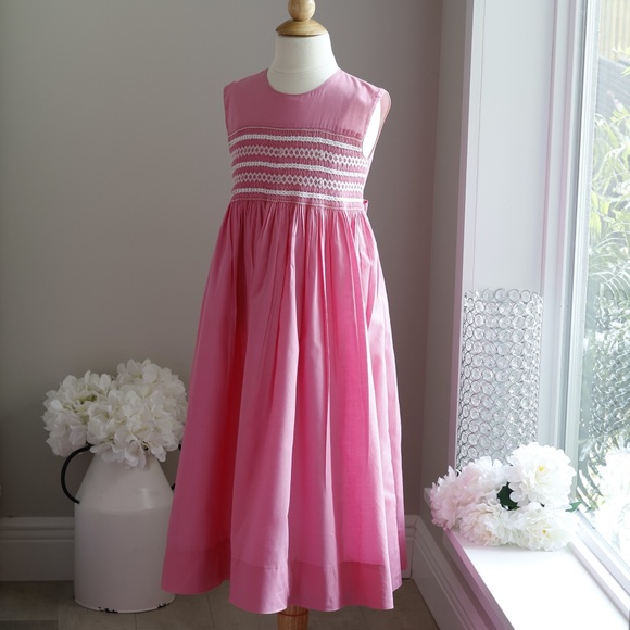 Strasburg Dress Smocked Sleeveless Pink Spring Summer Vacation Perfect Condition - Picture 2 of 5